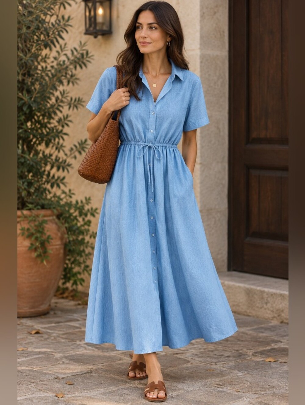 JCREW Cerise Shirt Dress in Chambray Sz18